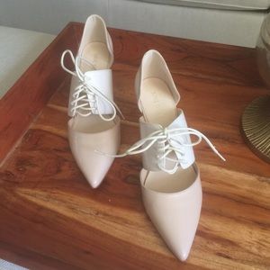 Nine West, Patent Ivory & Beige Oxford Open Heels!